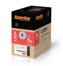 Кабель LAN UTP 4x2x24AWG кат.5е SOLID-LSZH-GY (305 м) Hyperline UUTP4-C5E-S24-IN-LSZH-GY-305