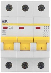 Выключатель автомат. 3P 20A х-ка C IEK ВА47-29 3P 20А (MVA20-3-020-C)