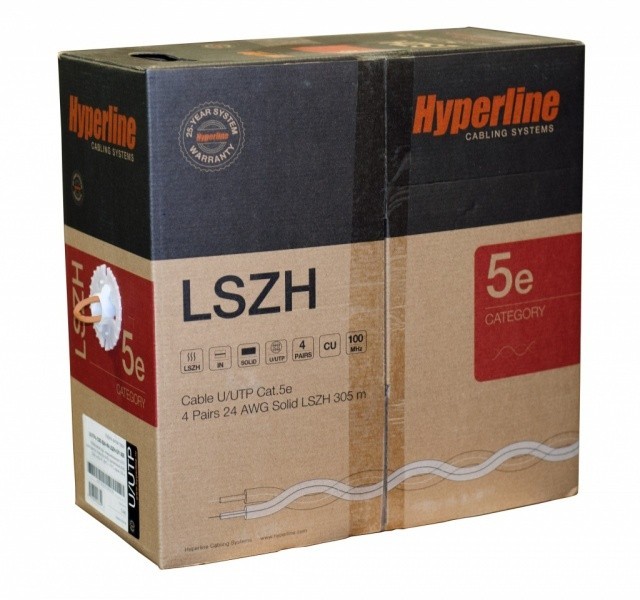 Кабель Hyperline UTP4-C5E-SOLID-LSZH-OR-305