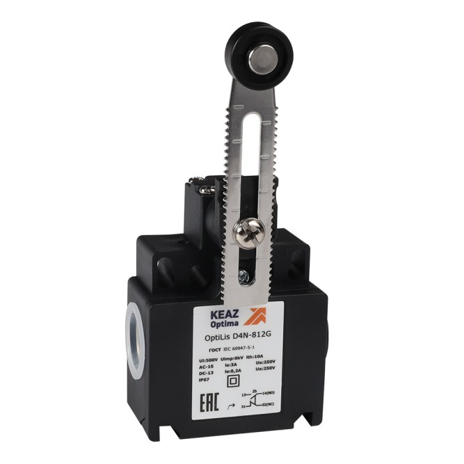 Выключатель концевой OptiLiS D4N-812H рычаг регулируемый 50 мм с роликом пластиковым EN 50047 XCKT2149P16