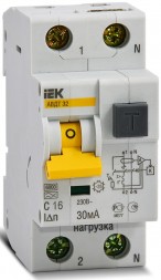 Выключатель автомат. диф. тока 2P 25A 30mA IEK АВДТ32 C25 (MAD22-5-025-C-30)