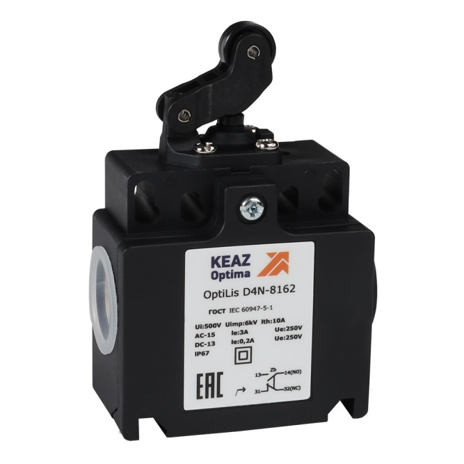 Выключатель концевой OptiLiS D4N-8162 рычаг роликовый горизонтальное перемещение EN 50047 XCKT2121P16