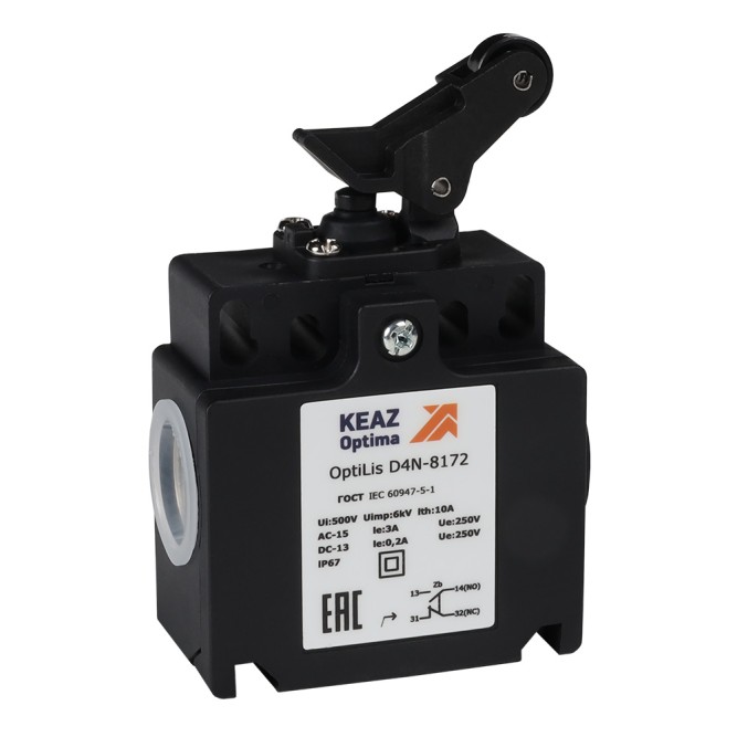 Выключатель концевой OptiLiS D4N-8172 рычаг роликовый вертикальное перемещение EN 50047 XCKT2127P16