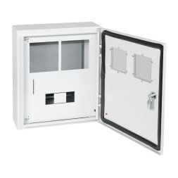 Корпус металлический ЩУРн-ПРО-1х2-МП/7-415х370х147-IP66-УХЛ1 (1фх2 счетчика на МП с окном учета, 7 модулей, ПРО)-КЭАЗ