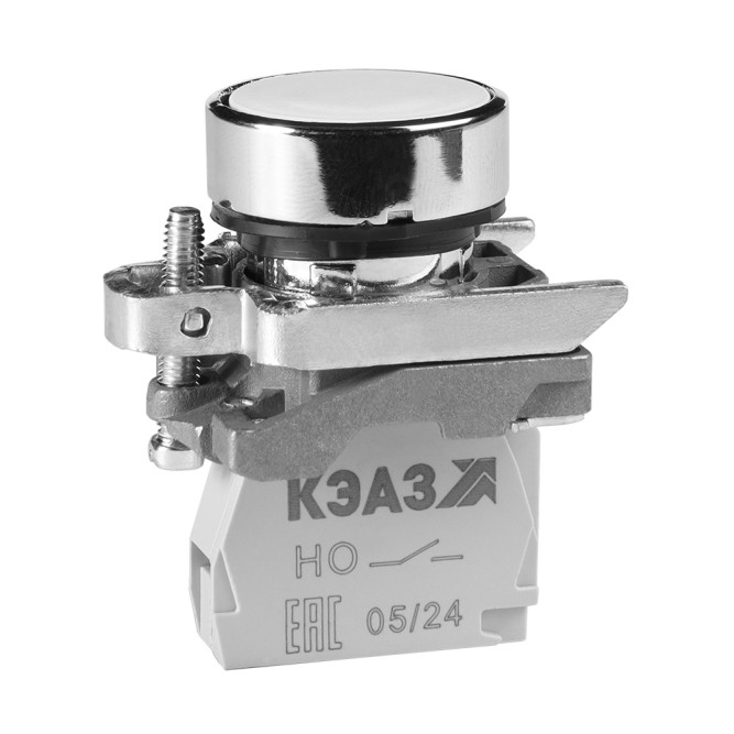 Кнопка КМЕ4510мС-белый-1но+0нз-цилиндр-IP54-КЭАЗ
