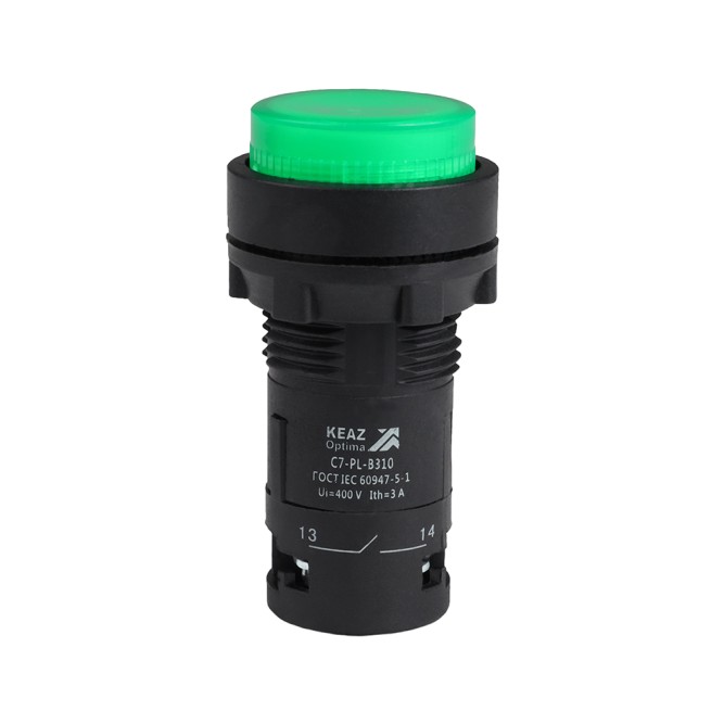 Кнопка с подсветкой OptiSignal Compact D22 C7-PL-M301 зеленая 1НЗ 230 В AC XB7NW33M2