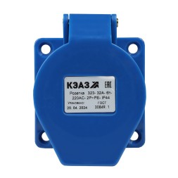 Розетка фланцевая 323-32А-6h-220AC-2P+PE-IP44