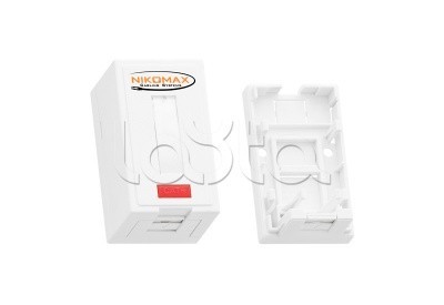 Корпус розетки наст. 1 порт со шторкой NIKOMAX (NMC-MB1P-ST-WT)