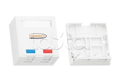 Корпус розетки наст. 2 порта со шторками NIKOMAX (NMC-MB2P-ST-WT)