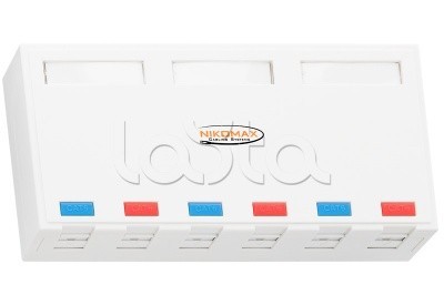 Корпус розетки наст. 6 портов со шторками NIKOMAX (NMC-MB6P-ST-WT)