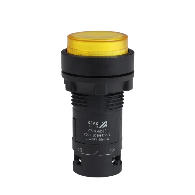 Кнопка с подсветкой OptiSignal Compact D22 C7-PL-M510 желтая 1НО 230 В AC XB7NW35M1