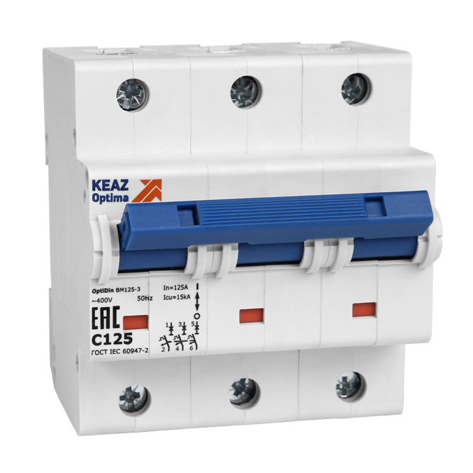 Выключатель автоматический модульный OptiDin BM125-3C125-8In-УХЛ3