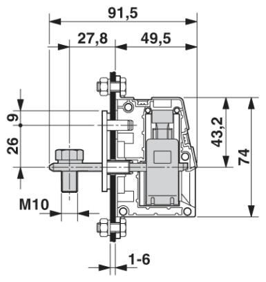 Проходная клемма HDFK 95-F-VP GNYE