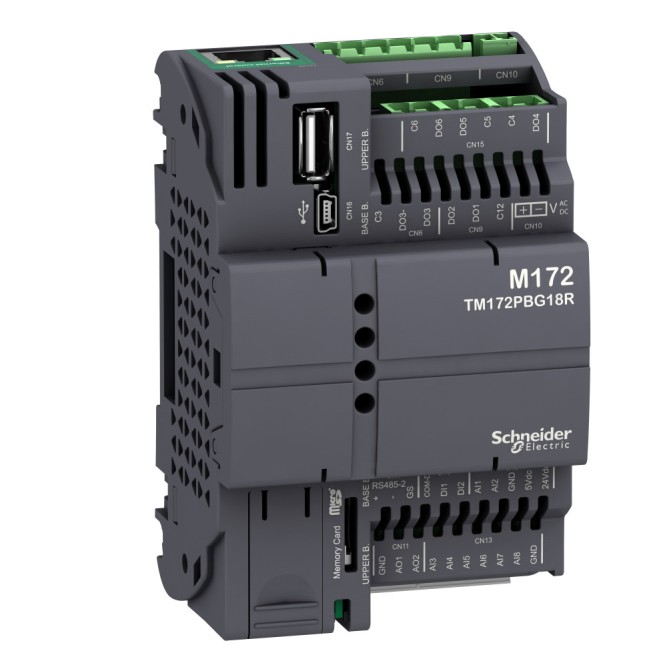 SE ПЛК М172, без дисплея, 18 I/O Eth, 2 RS485, Schneider Electric, , TM172PBG18R