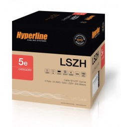 LAN SF/UTP 4x2x24AWG кат.5е SOLID-GY (305 м) Hyperline SFTP4-C5E-SOLID-GY
