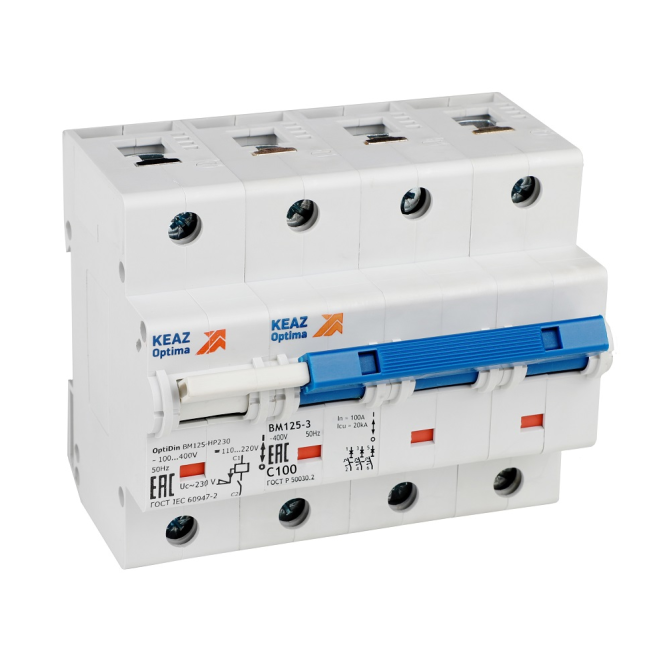 Выключатель автоматический модульный с независимым расцепителем OptiDin BM125-3D80-НР-14In-УХЛ3