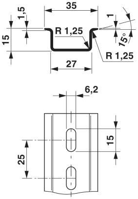 DIN-рейка, с перфорацией NS 35/15 WH PERF 2000MM