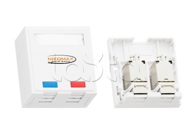 Розетка RJ45 2 порта, Кат.6, неэкран., белая NIKOMAX (NMC-WO2UE2-FT-ST-WT)