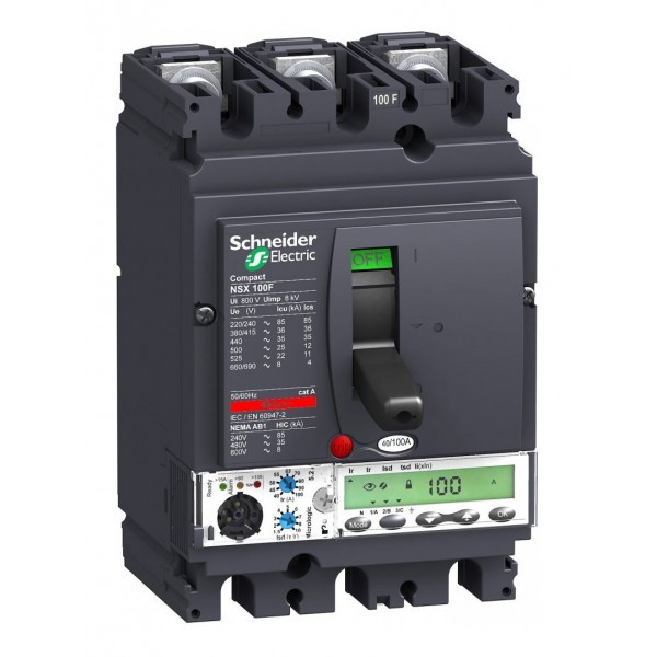 Силовой автомат Schneider Electric Compact NSX 100, Micrologic 5.2 A, 36кА, 3P, 100А