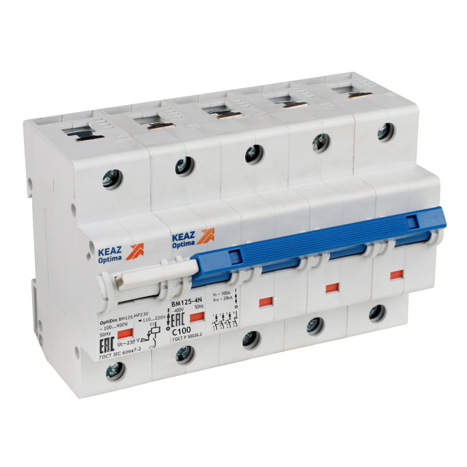 Выключатель автоматический модульный с независимым расцепителем OptiDin BM125-4NC80-НР-8In-УХЛ3
