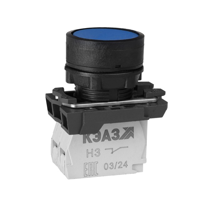 Кнопка КМЕ4110м-синий-1но+0нз-цилиндр-IP40-КЭАЗ