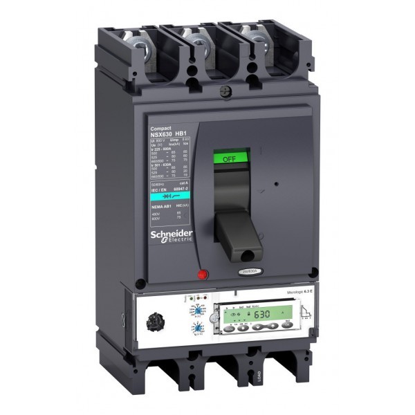 Силовой автомат Schneider Electric Compact NSX 630, Micrologic 6.3 E, 75кА, 3P, 630А