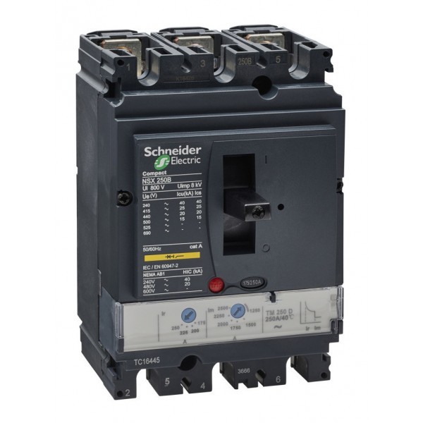 Силовой автомат Schneider Electric Compact NSX 250, TM-D, 25кА, 3P, 250А