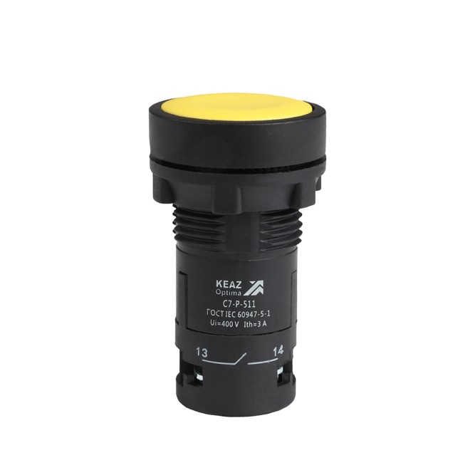 Кнопка OptiSignal Compact D22 C7-P-511 желтая 1НО+1НЗ XB7NA55