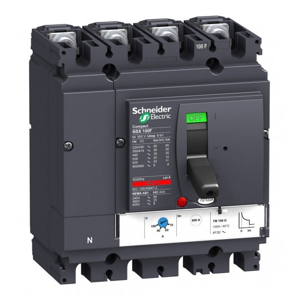 Силовой автомат Schneider Electric Compact NSX 100, TM, 36кА, 4P, 100А