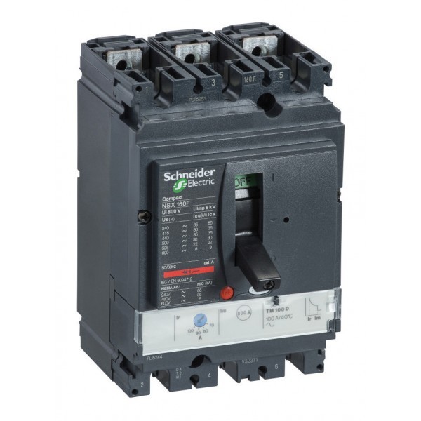 Силовой автомат Schneider Electric Compact NSX 160, TM-D, 70кА, 3P, 125А
