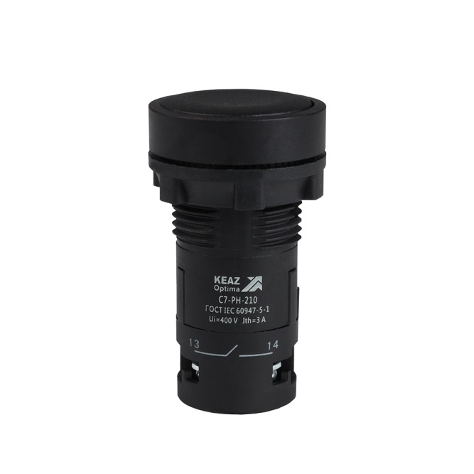Кнопка с фиксацией OptiSignal Compact D22 C7-PH-210 черная 1НО XB7NH21