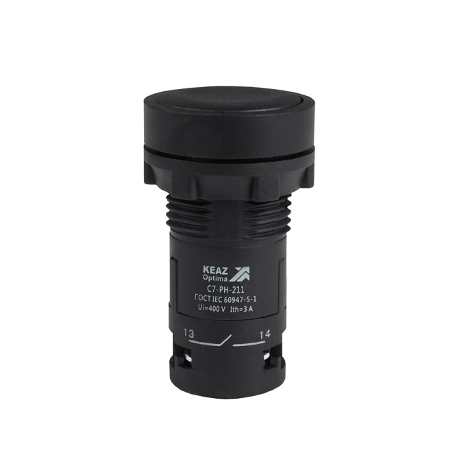 Кнопка с фиксацией OptiSignal Compact D22 C7-PH-211 черная 1НО+1НЗ XB7NH25
