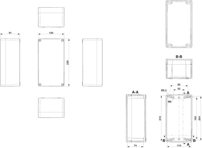 Клеммная коробка E PE A 120X220X91