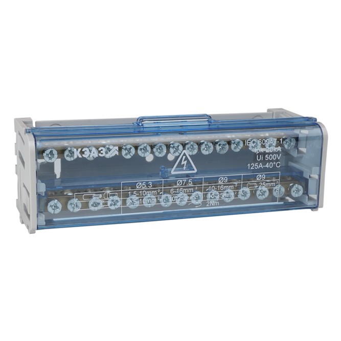 Шина &quot;N&quot; нулевая на DIN-рейку в корпусе-2х15групп-КЭАЗ