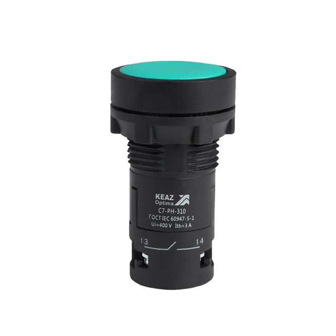 Кнопка с фиксацией OptiSignal Compact D22 C7-PH-310 зеленая 1НО XB7NH31