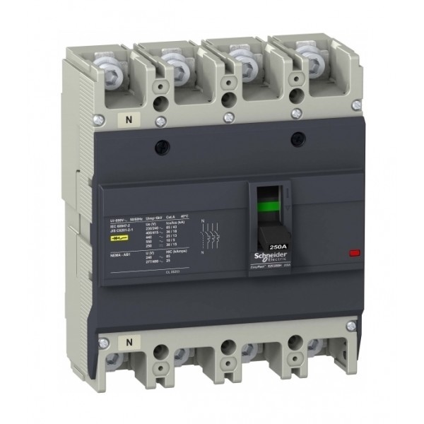 Силовой автомат Schneider Electric Easypact EZC 250, TM-D, 36кА, 4P, 100А