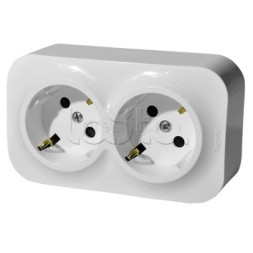 Розетка электрическая 2-ая с заземлением и защит. шторками 16А Quteo Legrand (782223)