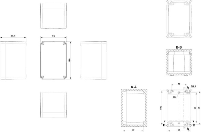 Клеммная коробка E PE A 75X110X75
