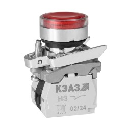 Кнопка КМЕ4611мЛС-220В-красный-1но+1нз-цилиндр-IP65-КЭАЗ