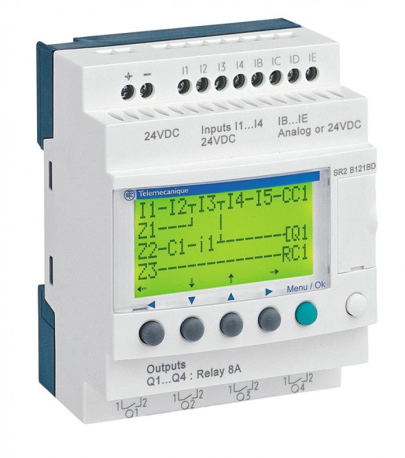 SE Zelio Logic Интеллектуальное реле 12 I/O 24V DC, Schneider Electric, , SR2B121BD