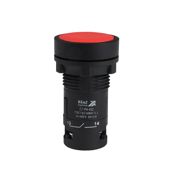 Кнопка с фиксацией OptiSignal Compact D22 C7-PH-411 красная 1НО+1НЗ XB7NH45