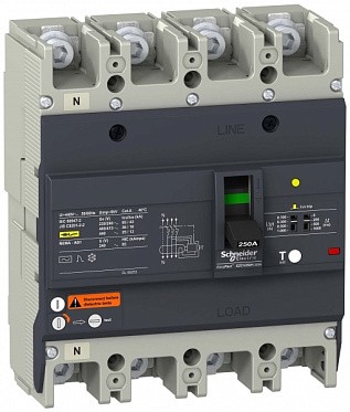 EZCV250H4063 SE 4П3Т АВТОМАТИЧЕСКИЙ ВЫКЛЮЧАТЕЛЬ С ДИФ.ЗАЩ. 36 кА/415В 63A