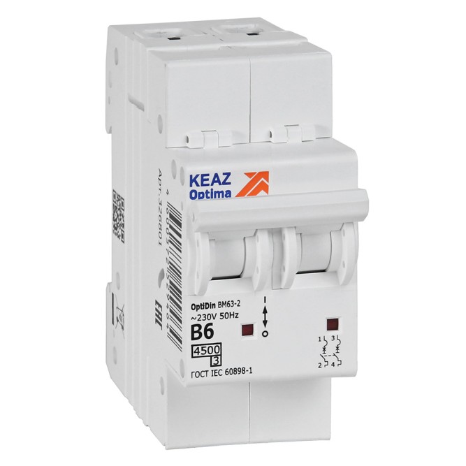 Выключатель автоматический модульный OptiDin BM63-2B6-4,5-УХЛ3