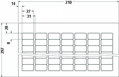 Этикетки в листах DIN-A4 BMKL 27X 8 SR