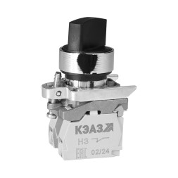 Переключатель КПЕ1511РС-черный-1но+1нз-ручка-фикс-2поз-IP54-КЭАЗ