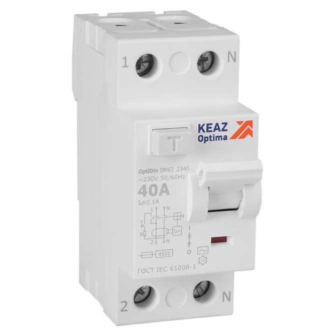 ВДТ без защиты от сверхтоков OptiDin DM63-2340-AC-4,5-УХЛ4 (2P, 40, 100mA)