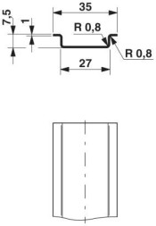 Несущая рейка без перфорации NS 35/ 7,5 CU UNPERF 2000MM