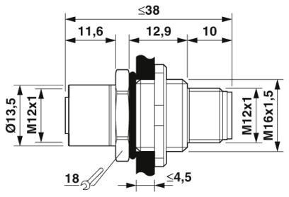 Проходная деталь SACC-5P-DSI-M12MSB/FSB-M16