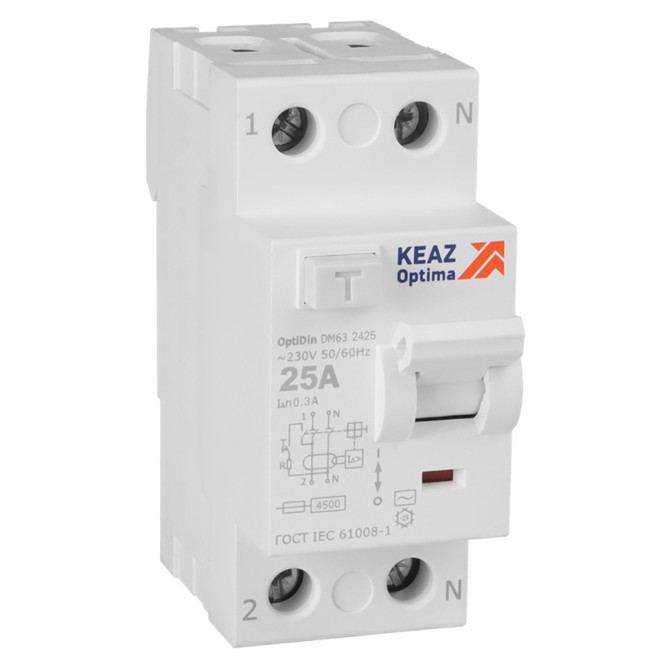 ВДТ без защиты от сверхтоков OptiDin DM63-2425-AC-4,5-УХЛ4 (2P, 25, 300mA)