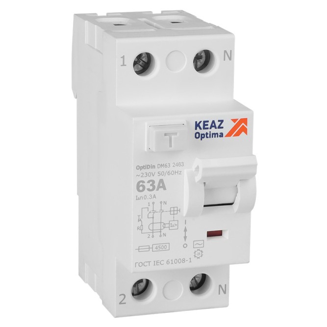 ВДТ без защиты от сверхтоков OptiDin DM63-2463-AC-4,5-УХЛ4 (2P, 63, 300mA)